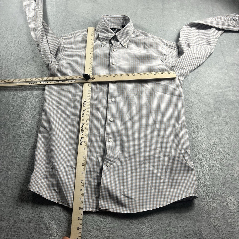 Spier Mackay Men Shirt 35.5 Blue Orange Check Button Up Long Sleeve Slim Fit - Picture 5 of 8